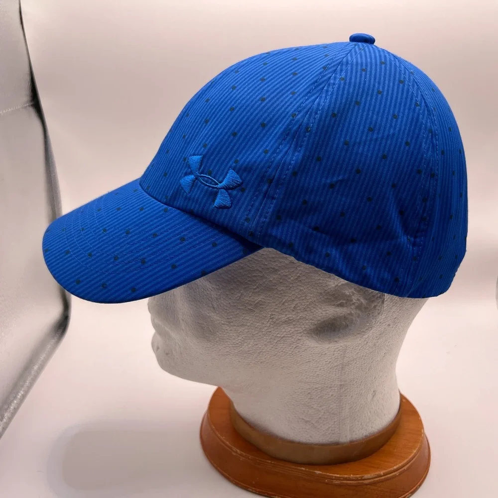 Under Armour Womens Blue Polka Dot Striped Adjustable Golf Baseball Hat OSFA